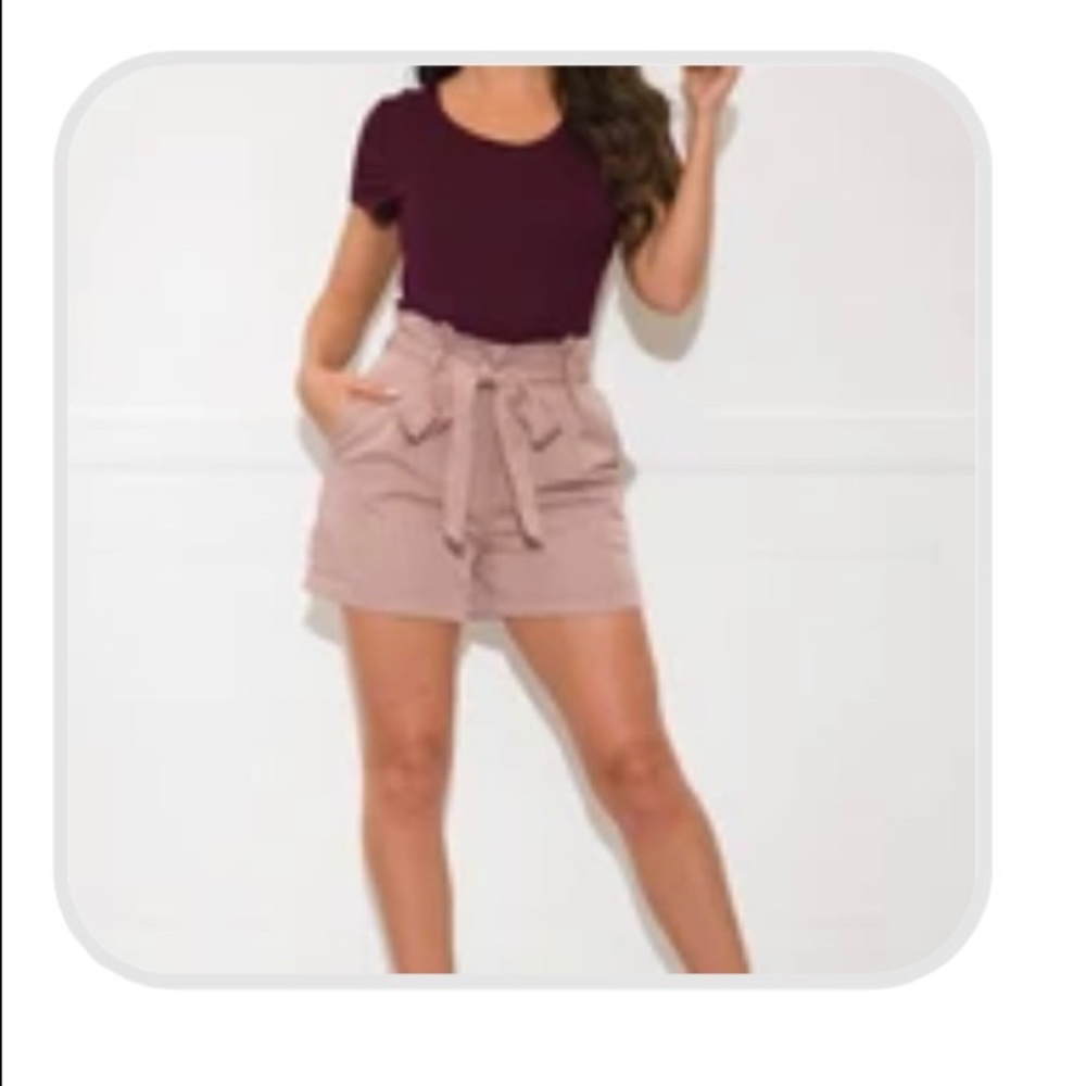 High Waisted Pinstripe Shorts w Pockets